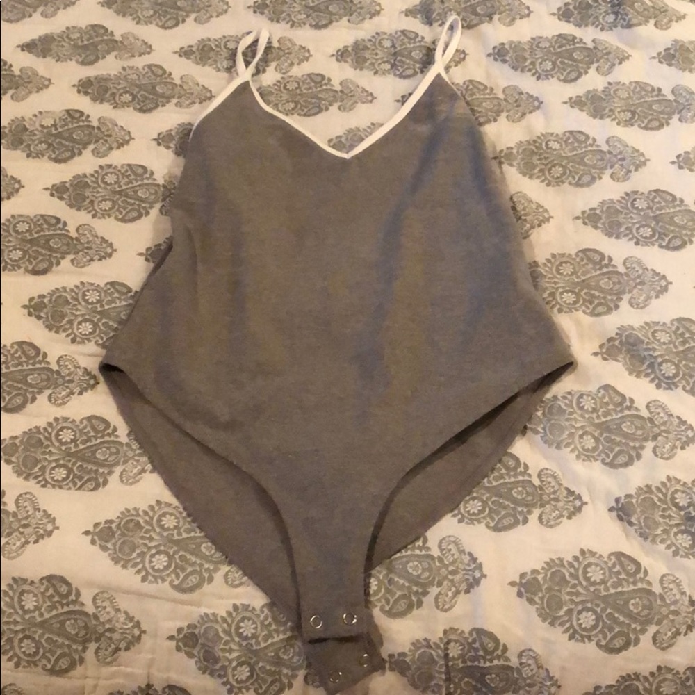 Gray with white detail body suit